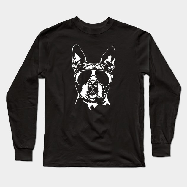 Funny Boston Terrier sunglasses cool dog Long Sleeve T-Shirt by wilsigns